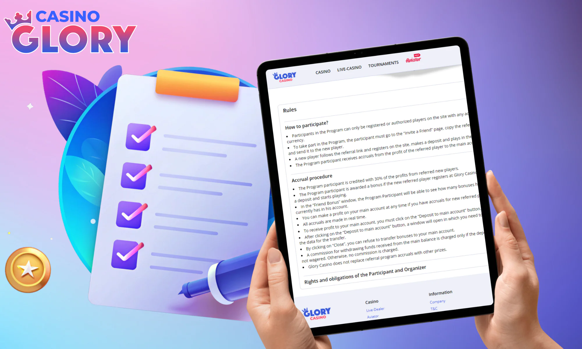 Terms of the Glory Casino Affiliate Program in Bangladesh